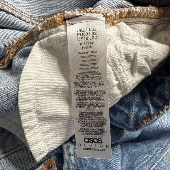 ASOS Design Curve Wide-Leg Blue Denim Jeans Blue US Sz 18 - Picture 12 of 13